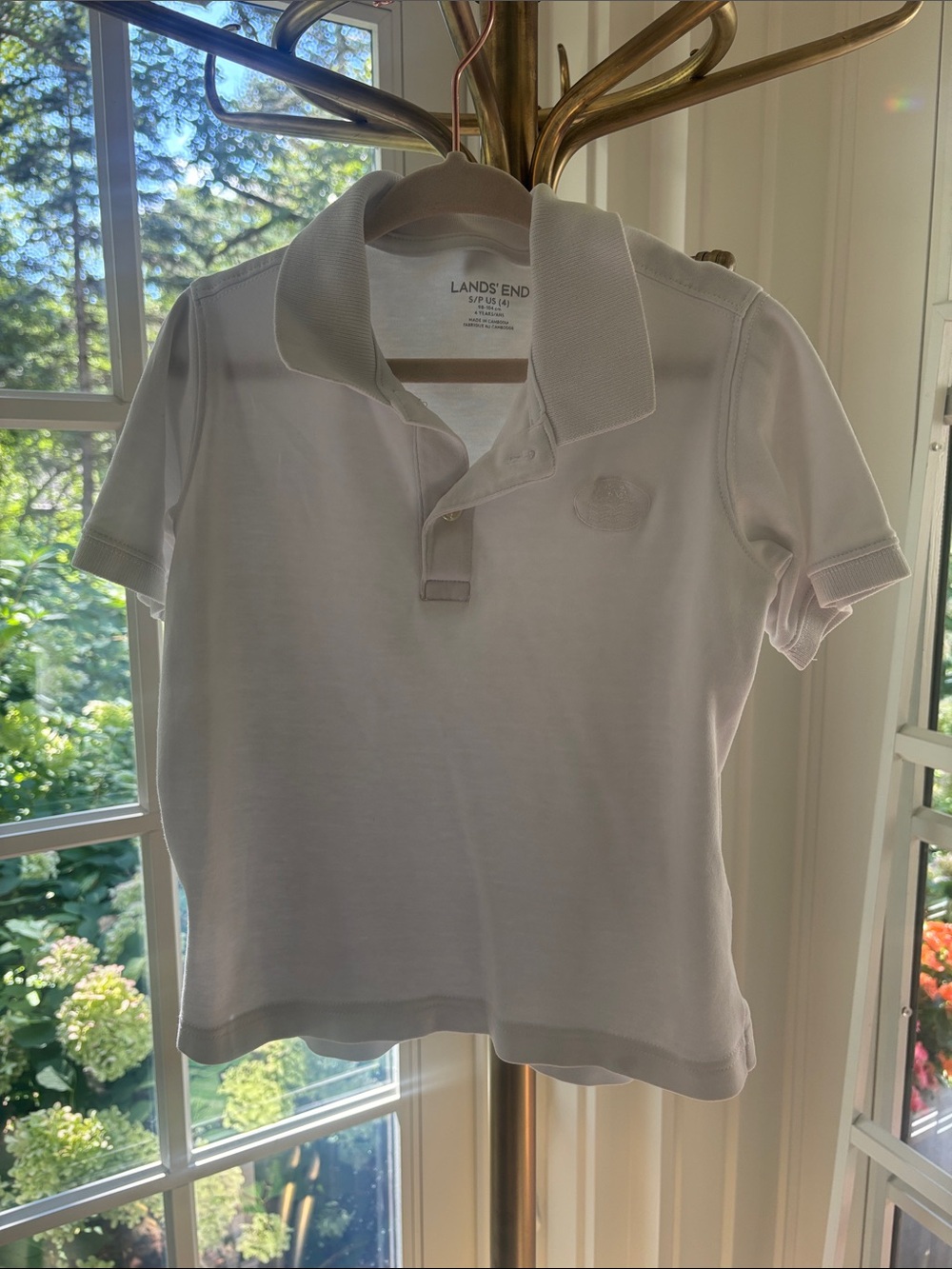 Lands' End White Short-Sleeve Polo for Kids, Size 4